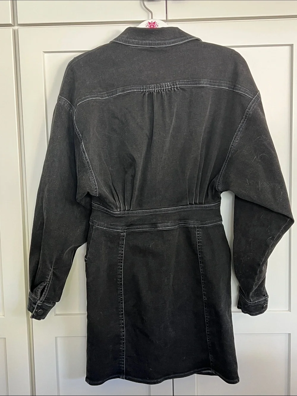 Free People Bo Denim Mini Dress Washed Black XS Excellent Condition - Picture 3 of 6